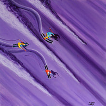 Load image into Gallery viewer, Skiing art prints - Purple Powder
